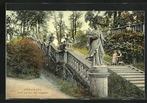 AK Würzburg, Treppe im kgl. Hofgarten