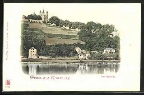 AK Würzburg, Blick über den Fluss zum Käpelle