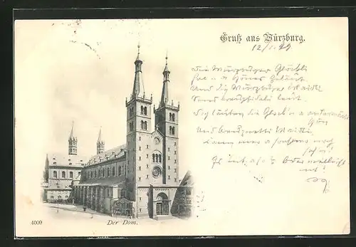 AK Würzburg, Blick auf den Dom