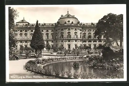 AK Würzburg, Gartenseite der Residenz