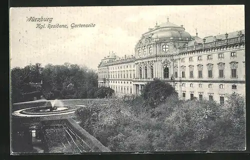 AK Würzburg, Kgl. Residenz, Gartenseite