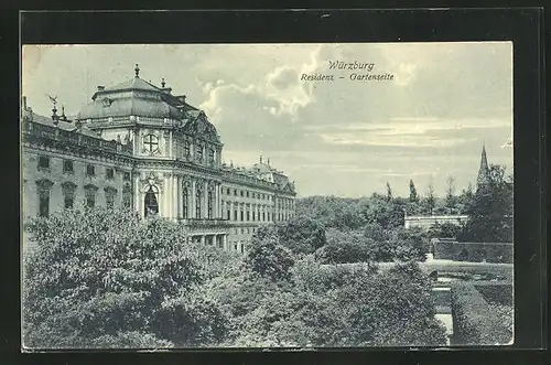 AK Würzburg, Gartenseite der Residenz