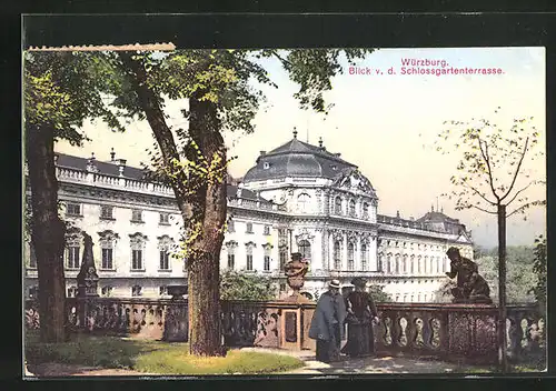 AK Würzburg, Blick v. d. Schlossgartenterrasse
