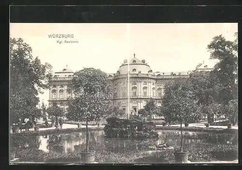 AK Würzburg, Brunnenpartie vor dem Kgl. Residenz