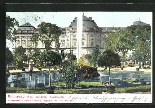 AK Würzburg, Gartenseite der Residenz