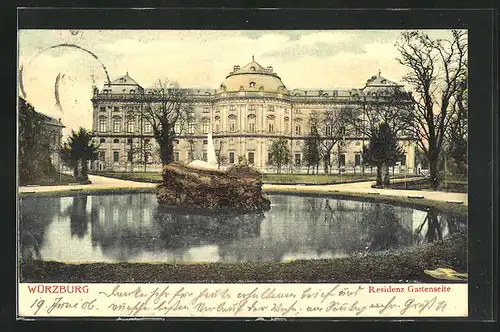 AK Würzburg, Gartenseite der Residenz