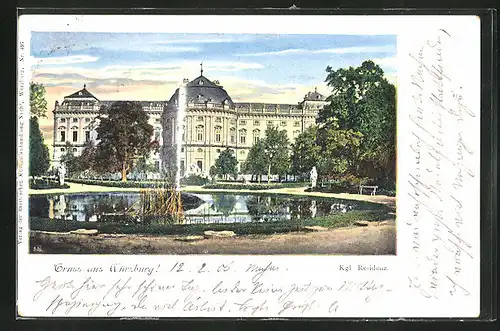 AK Würzburg, Blick zur Kgl. Residenz