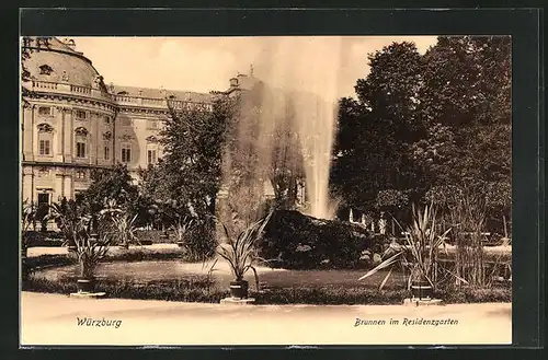 AK Würzburg, Brunnen im Residenzgarten