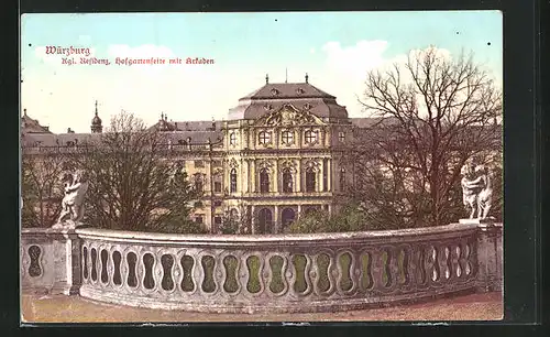 AK Würzburg, Kgl. residenz, Hofgartenseite mit Arkaden