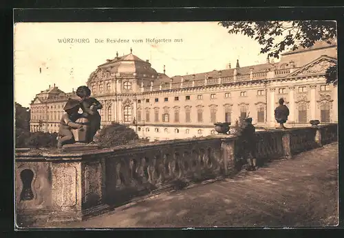AK Würzburg, Residenz vom Hofgarten aus gesehen
