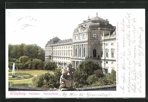 AK Würzburg, Gartenfront der Residenz