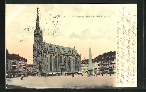 AK Würzburg, Marktplatz mit Marienkapelle