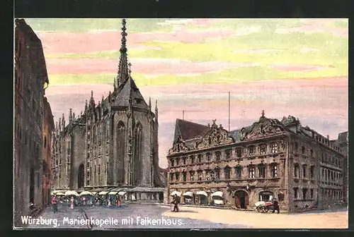 AK Würzburg, Marienkapelle mit Falkenhaus