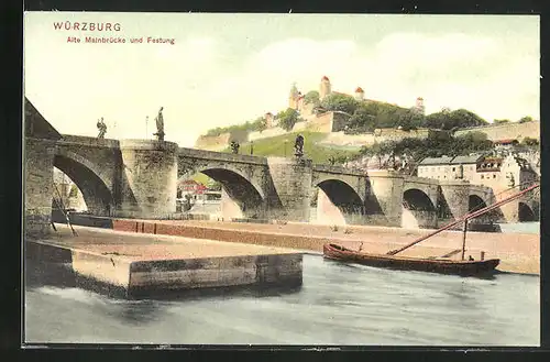 AK Würzburg, Alte Mainbrücke und Festung