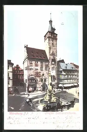 AK Würzburg, Garfen Eckhardtturm am Rathaus