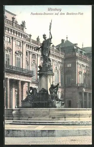 AK Würzburg, Frankonia-Brunnen auf dem Residenz-Platz