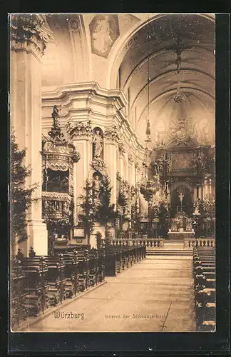 AK Würzburg, Inneres der Stifthaugerkirche