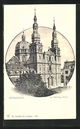 AK Würzburg, Gebäudepartie an der Stifthaugerkirche