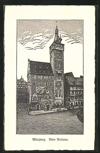 Künstler-AK Würzburg, Am Alten Rathaus