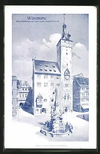 AK Würzburg, Altes Rathaus mit dem Grafen-Eckhard-Turm