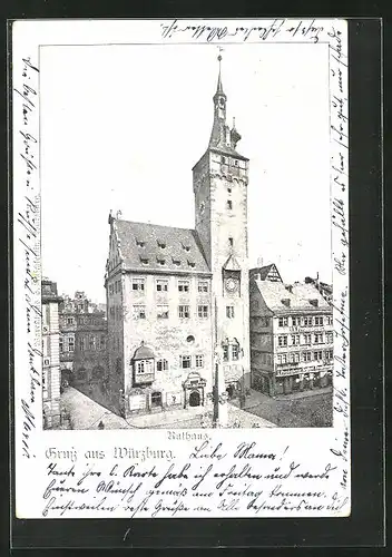 AK Würzburg, Blick auf das Rathaus