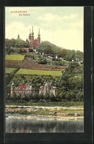 AK Würzburg, Panoramablick zum Käppele