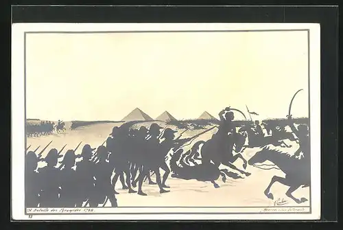 Künstler-AK sign. Coulon: Bataille des Pyramides 1798