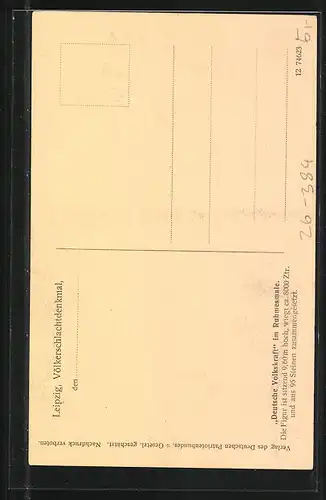 Künstler-AK Bruno Heroux: Leipzig, Völkerschlachtdenkmal, Deutsche Volkskraft im Ruhmesmale