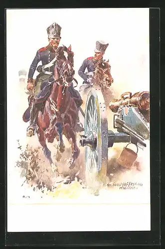 Künstler-AK Anton Hoffmann - München: Preussische reitende Artillerie 1913