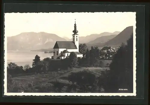 AK Attersee, Blick auf die Wallfahrtskirche