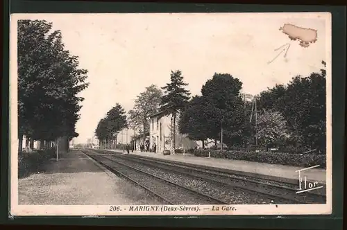 AK Marigny, Vue sur la Gare