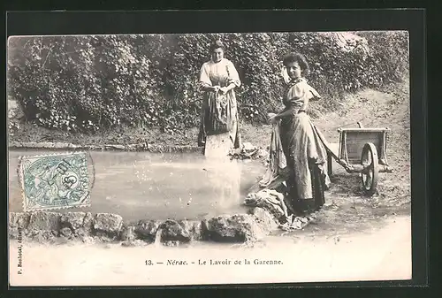 AK Nerac, Le Lavoir de la Garenne, Waschfrauen im Wäldchen