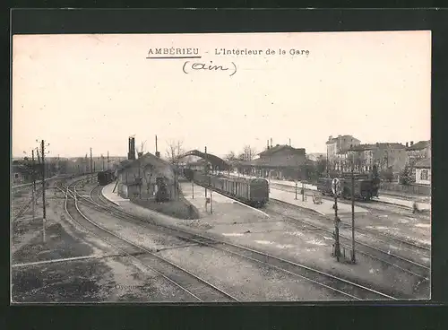 AK Amberieu, L`Interieur de la Gare, Chemin de Fer arrivee