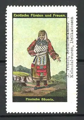 Reklamemarke Serie Exotische Fürsten und Frauen, Finnische Bäuerin im Trachtenkleid
