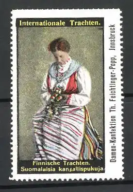 Reklamemarke Serie Internationale Trachten, Finnische Trachten, Suomalaisia kansallispukuja