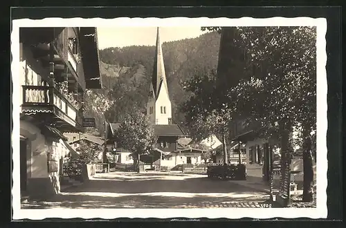 AK Bayrischzell, Dorfpartie mit der Kirche