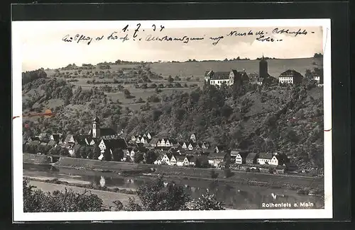 AK Burg Rothenfels am Main, Blick über das Maintal zur Burg
