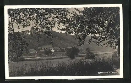 AK Rothenfels am Main, Blick zum Ort und zur Burg