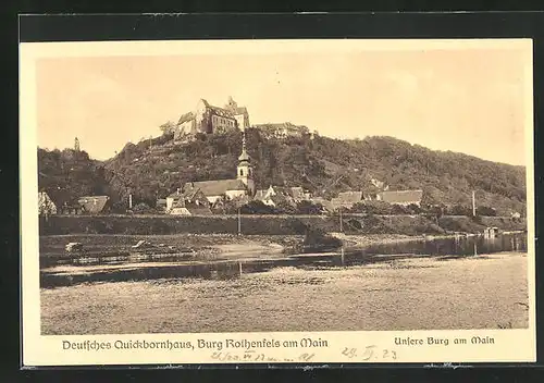 AK Rothenfels am Main, Deutsches Quickbornhaus, Blick zur Burg über dem Ort