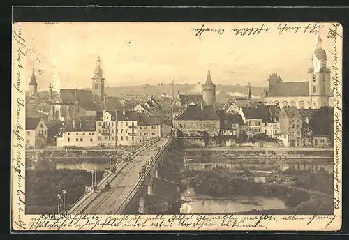 AK Kitzingen am Main, Blick über die Brücke in den Ort