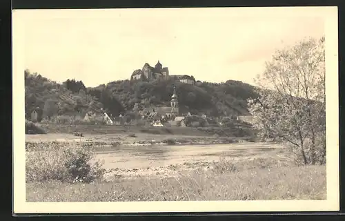 AK Rothenfels am Main, Partie auf den Feldern, Ortspanorama mit der Burg