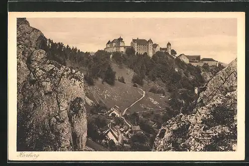 AK Harburg in Schwaben, Blick zur Burg auf dem Berg