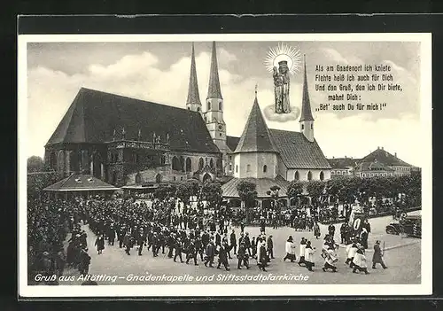 AK Altötting, Gnadenkapelle und Stiftsstadtpfarrkirche, Prozession