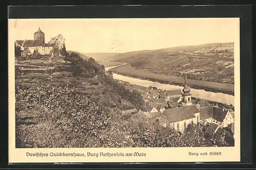 AK Rothenfels am Main, Partie an der Burg über der Stadt