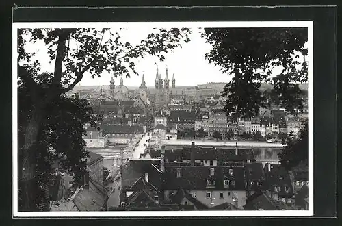 AK Würzburg, Teilansicht mit Mainbrücke