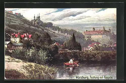 AK Würzburg, Mainpartie, Festung und Käppele
