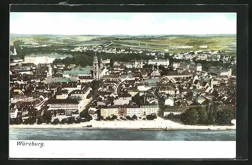 AK Würzburg, Mainpartie und Ortspanorama