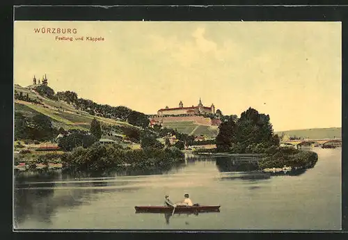 AK Würzburg, Mainpartie mit Festung und Käppele