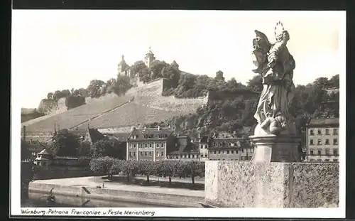 AK Würzburg, Patrona Franconiae u. Feste Marienburg, Mainpartie