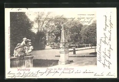 AK Würzburg, Partie im kgl. Hofgarten